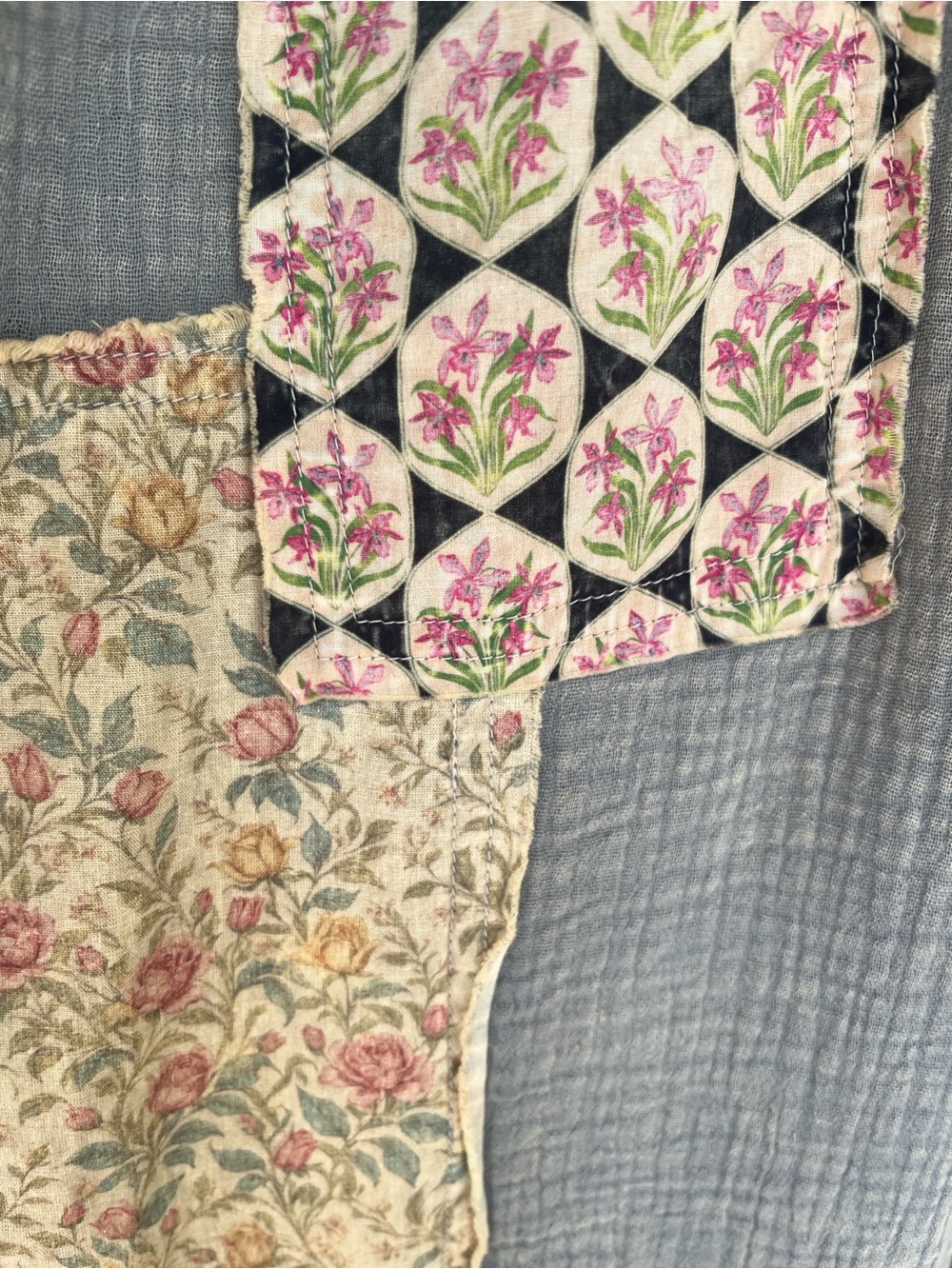 Wide-Leg Boho Patchwork Pants in blue - Picture 8 of 10